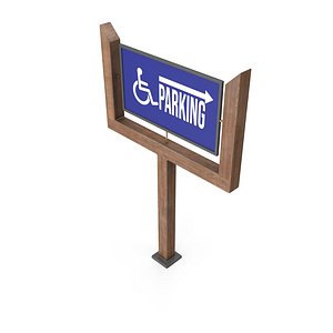 3D Directional Sign Model with Wooden Legs and Arms
