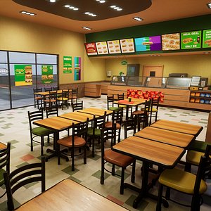 props fast food building interior 3D