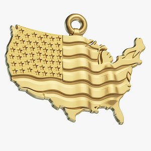 3D USA Flag Map Pendant model
