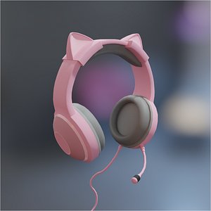 Pink cat ear headphones