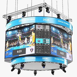 3D Detailed Basketball Scoreboard Jumbotron