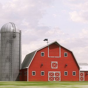 3D model Farm Village Barn and Silo