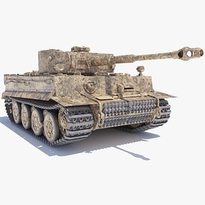Tiger I Weathered Desert Heavy Tank PanzerKampfwagen VI Ausf E - Ultra Detailed 4k PBR