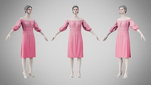 Dress 16 Tickle Me Pink 3D model