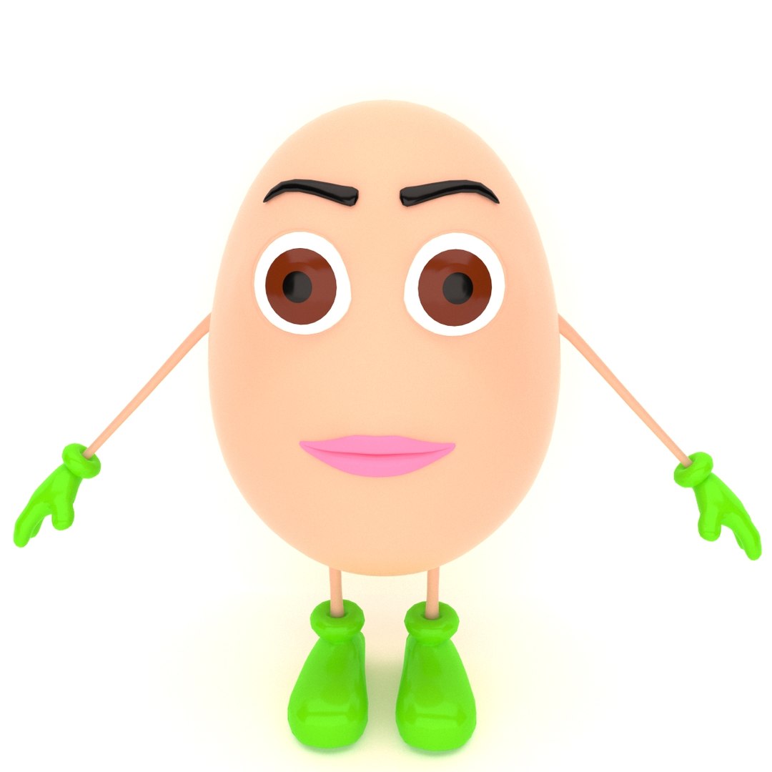 Egg cartoon character model TurboSquid 1495474