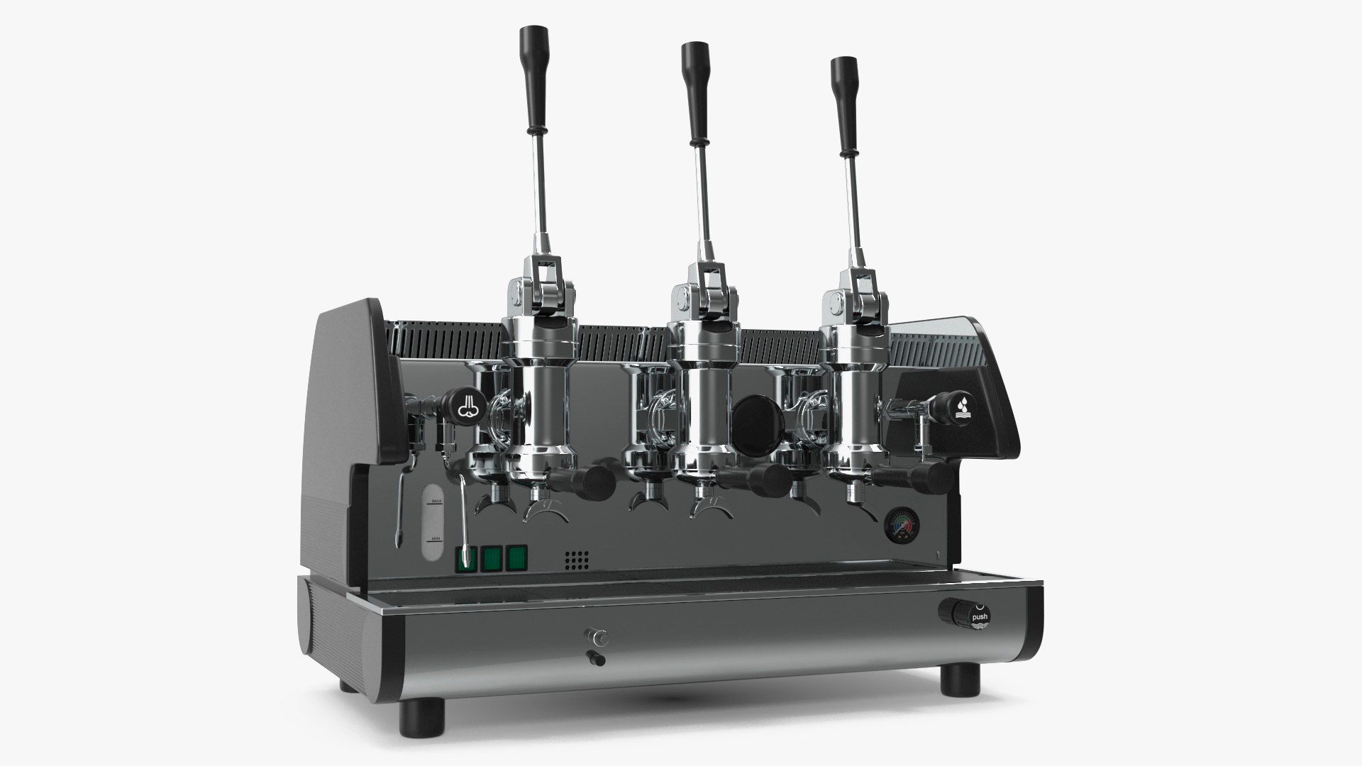 Commercial Pull Lever Espresso Machine 3 Groups 3D model preview