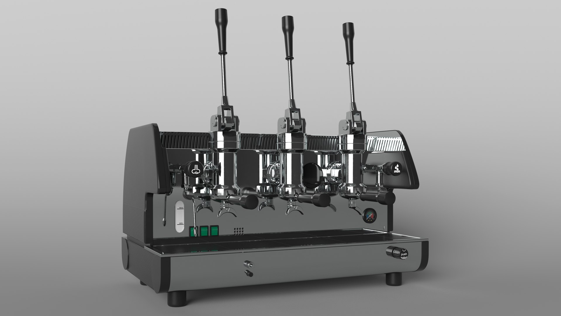Commercial Pull Lever Espresso Machine 3 Groups 3D - TurboSquid 2194761
