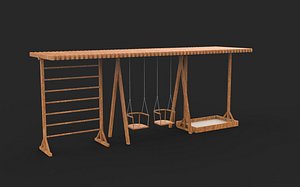 3D Wooden swing 3D model
