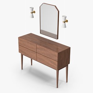 3D Sideboard Cabinet With Mirror