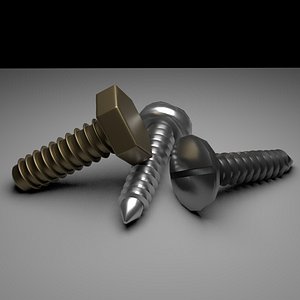 3 Types Of Screws and Bolts - High Mesh 3D model