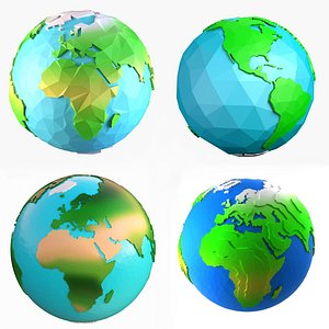 Cartoon low poly Earth collection