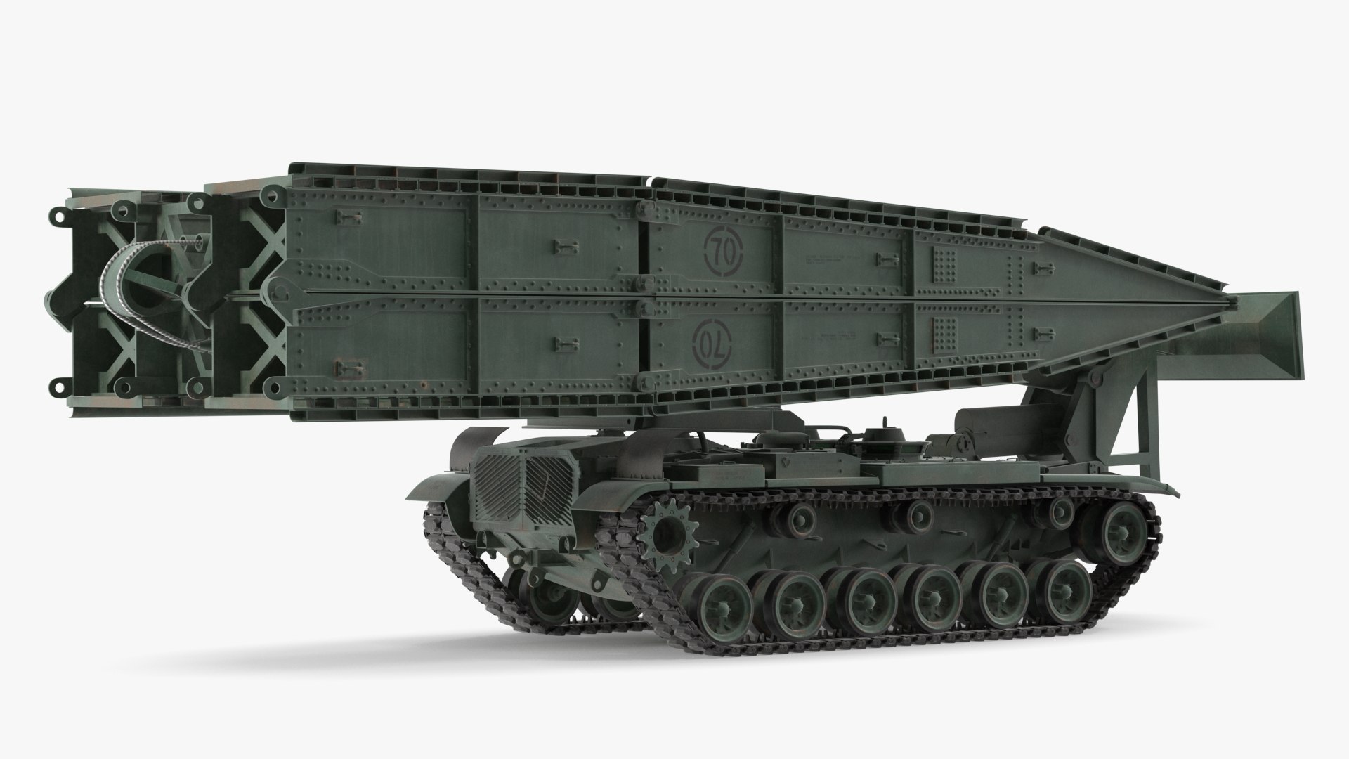 Green Armored Vehicle Launched Bridge AVLB M60A1 3D model preview