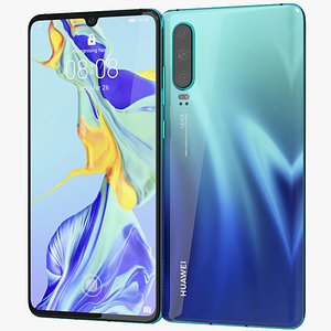 3D model realistic huawei p30 aurora