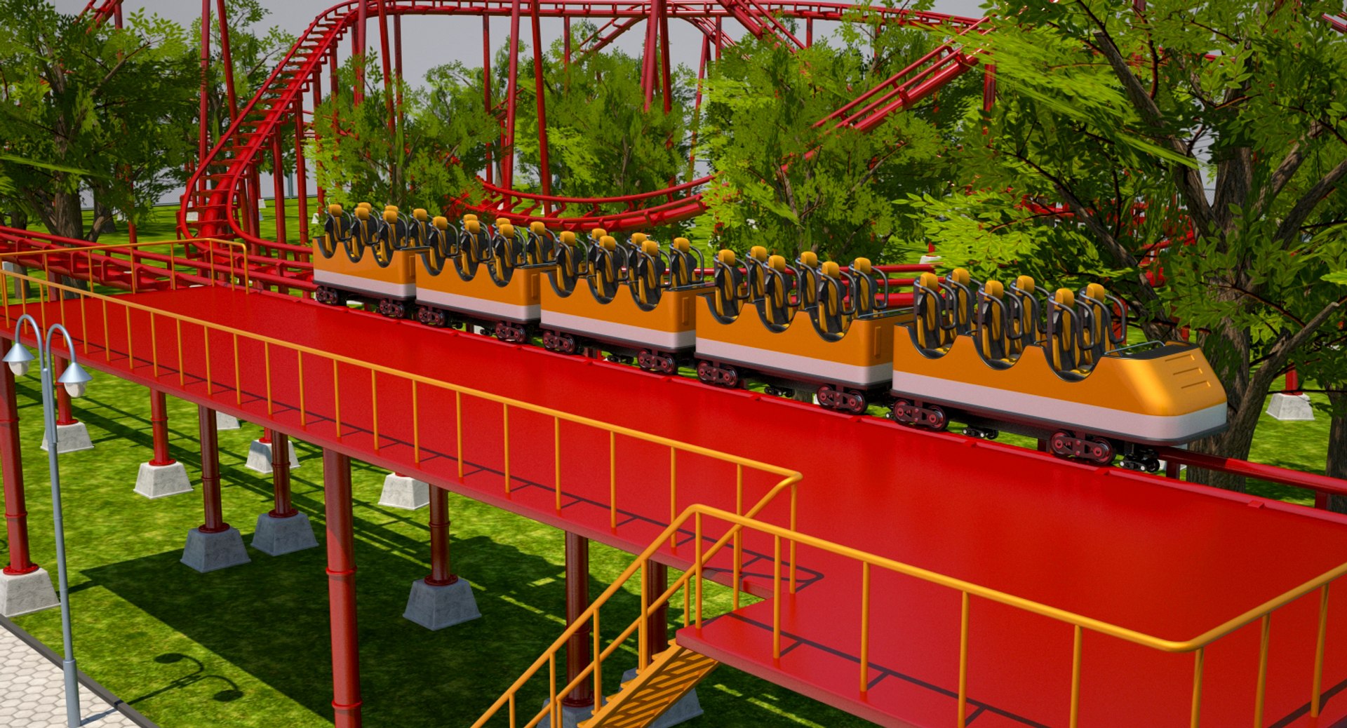 3D Model Roller Coaster Park - TurboSquid 1213042