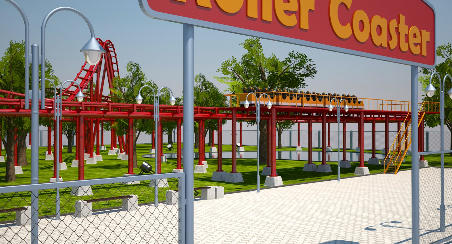 3D Model Roller Coaster Park - TurboSquid 1213042