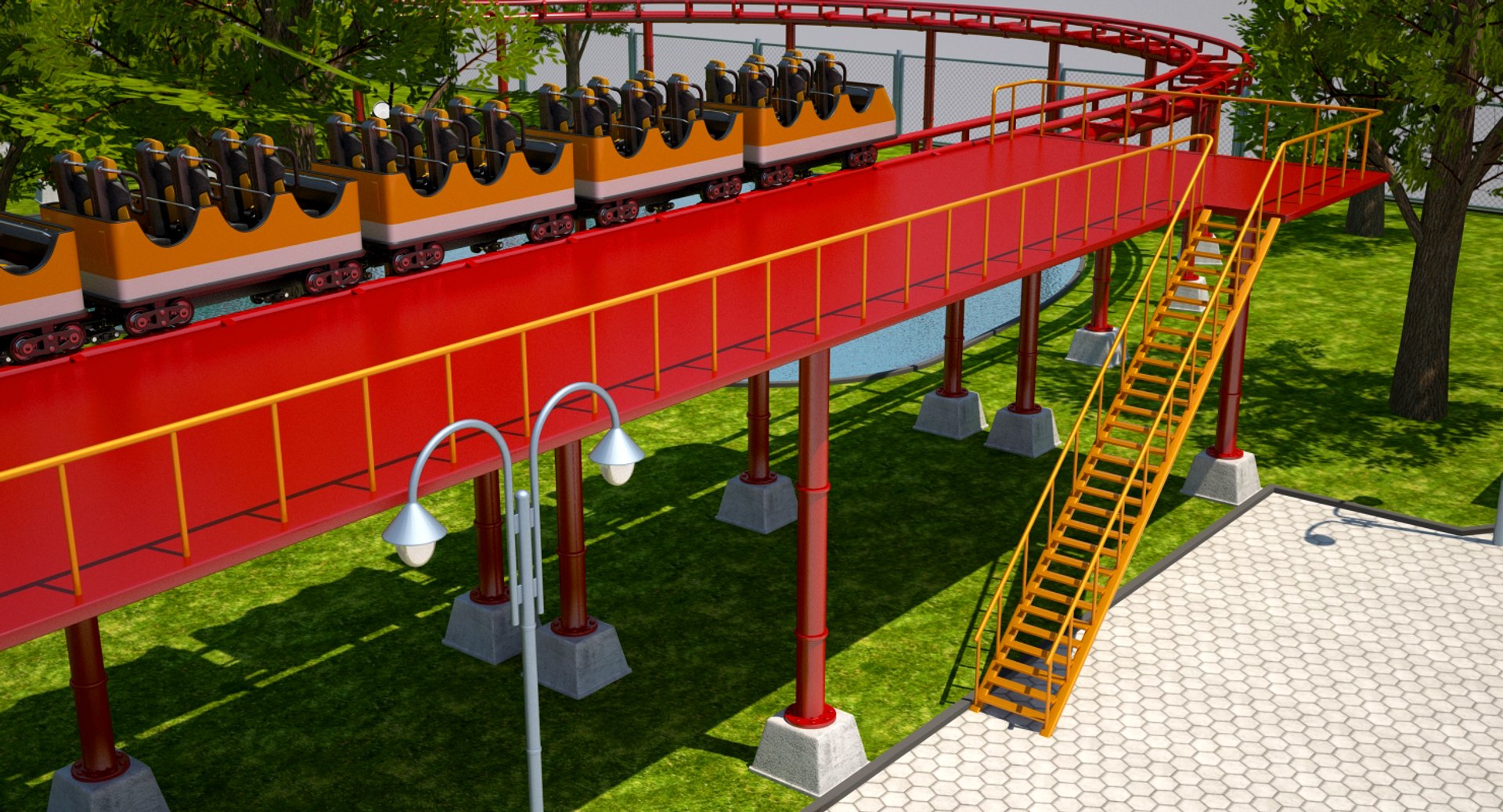 3D Model Roller Coaster Park - TurboSquid 1213042
