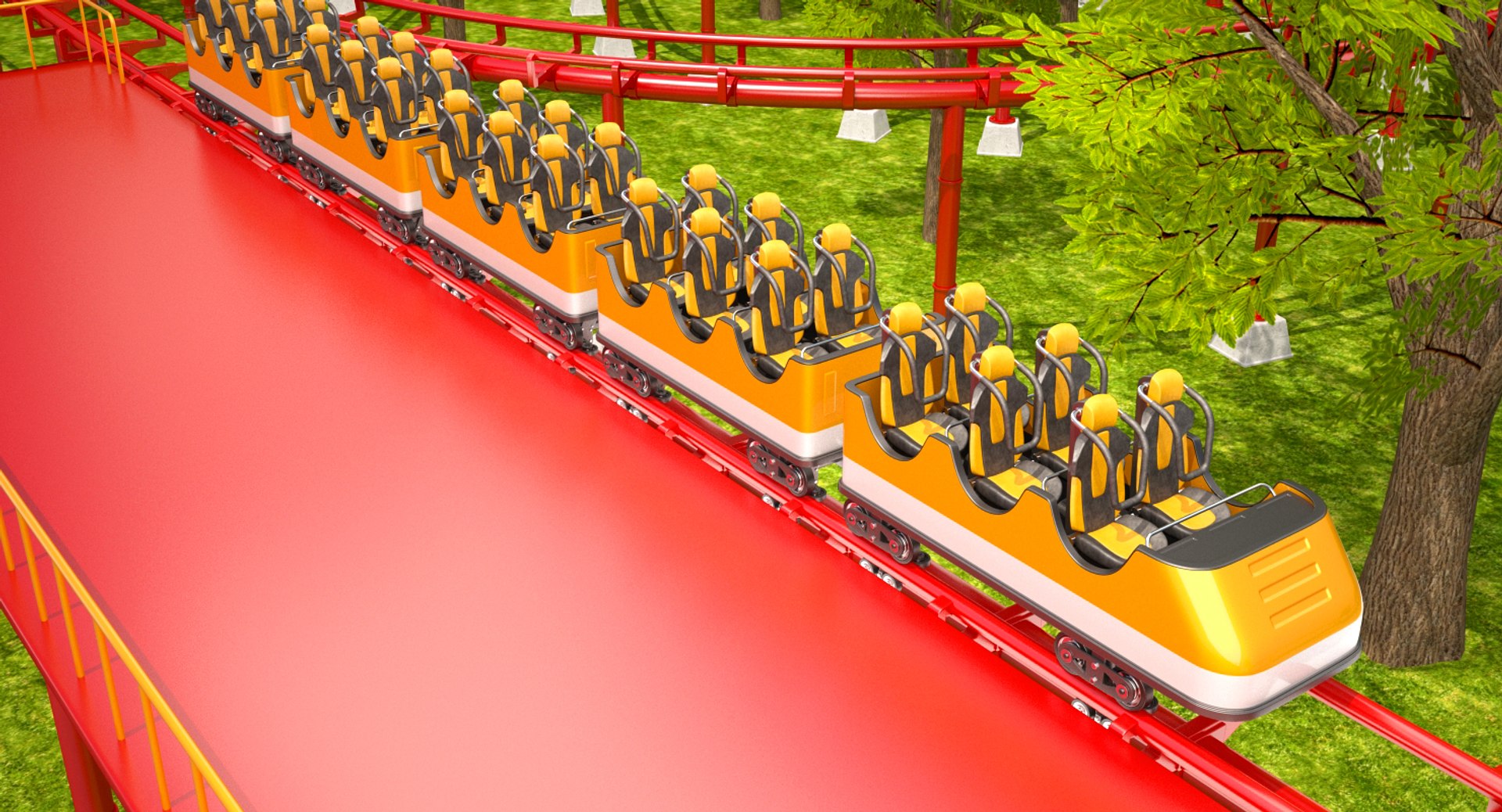 3D Model Roller Coaster Park - TurboSquid 1213042