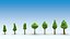 Trees stones mushrooms flowers and grass Low-poly 3D model