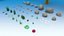 Trees stones mushrooms flowers and grass Low-poly 3D model