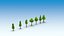 Trees stones mushrooms flowers and grass Low-poly 3D model