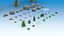 Trees stones mushrooms flowers and grass Low-poly 3D model
