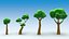 Trees stones mushrooms flowers and grass Low-poly 3D model
