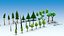 Trees stones mushrooms flowers and grass Low-poly 3D model