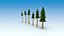 Trees stones mushrooms flowers and grass Low-poly 3D model