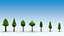 Trees stones mushrooms flowers and grass Low-poly 3D model