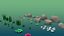 Trees stones mushrooms flowers and grass Low-poly 3D model