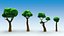 Trees stones mushrooms flowers and grass Low-poly 3D model