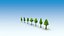 Trees stones mushrooms flowers and grass Low-poly 3D model