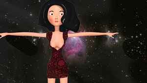 free low poly woman in dress 35