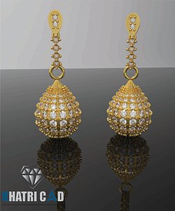 3D oval shaped earrings model