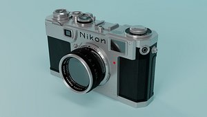 3D Camera Nikon S2 Black Dial 1954 Low-poly