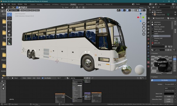 Tourist Bus Prevost H3-45 3D Model - TurboSquid 1534804