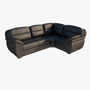 3d model leather black sofa corner