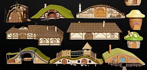3D Cute Kids Playhouse Wooden Cabin Farm Playground 3D Model