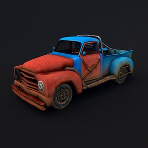 3d old rusty pickup truck
