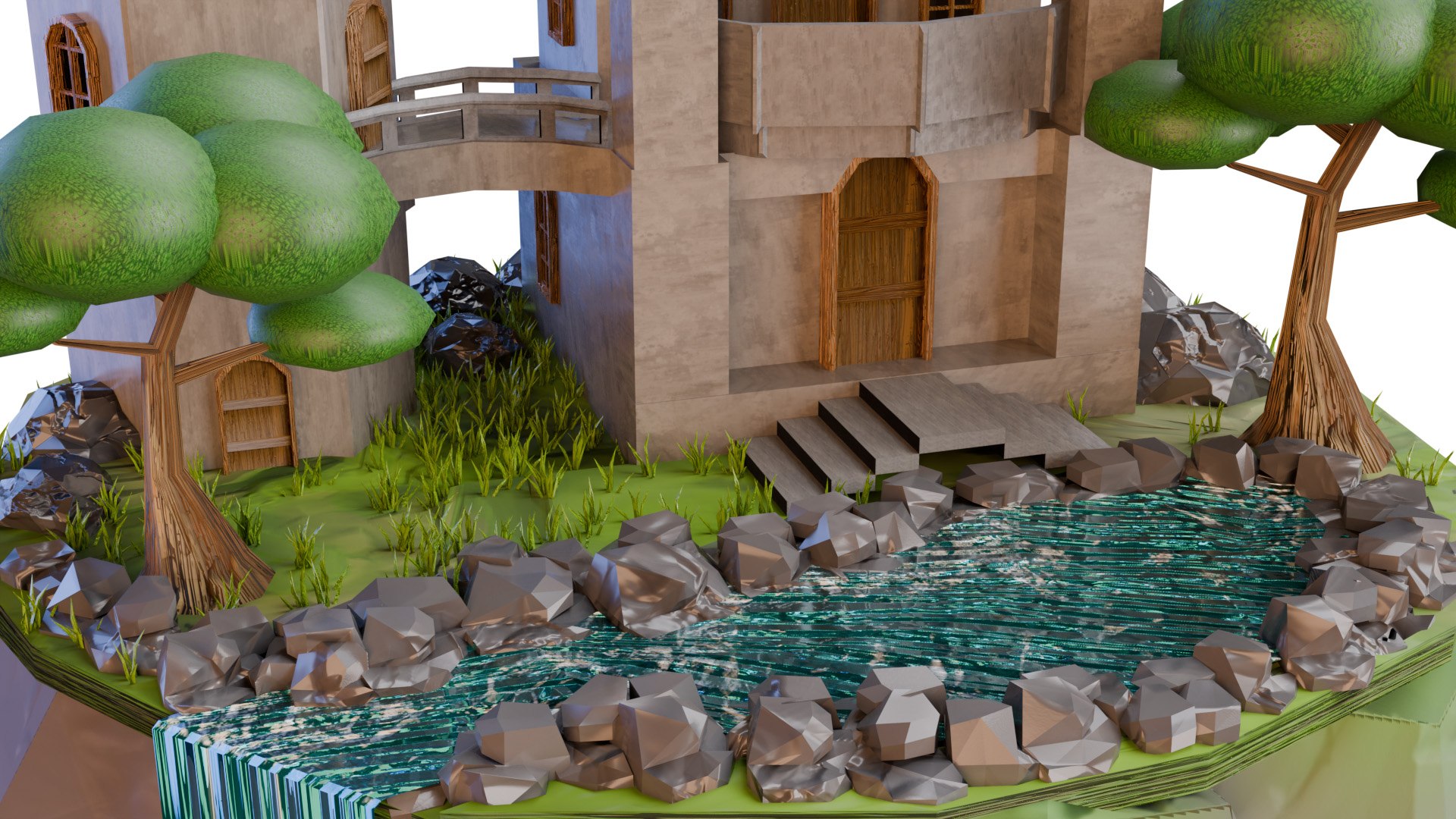 Floating Castle Island Model - TurboSquid 2268282