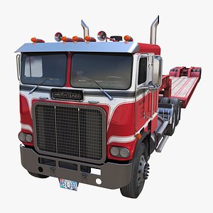 3D Freightliner Powerliner semitruck lowboy