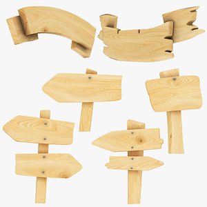 Wooden Banner and Guidance Sighboard Collection 3D model