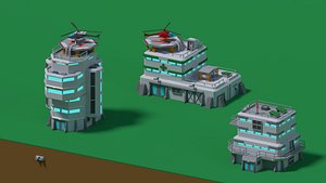 Sci-Fi building Low-Poly
