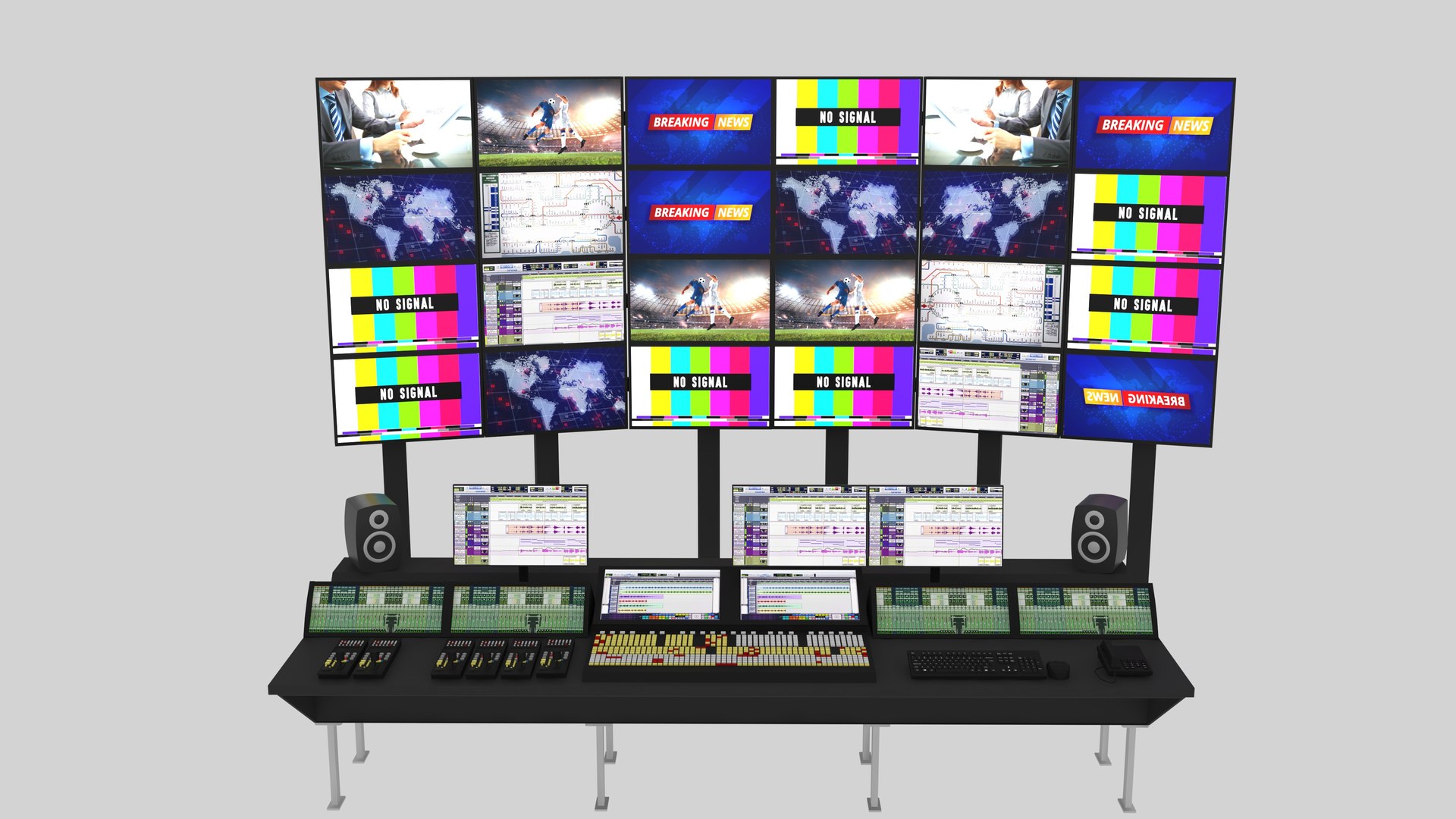 Production Control Room Setup 3D Model - TurboSquid 2088739