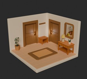 Stylized Hallway Entrance Interior - Game Ready 3D model