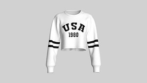 Girls Cropped Sweatshirt - USA 3D model