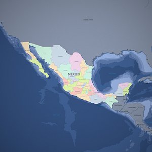 Mexico 3d mapLat Long Coords-States-Standard model