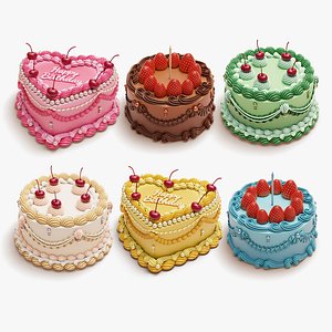 Set of Vintage Colorful Cakes