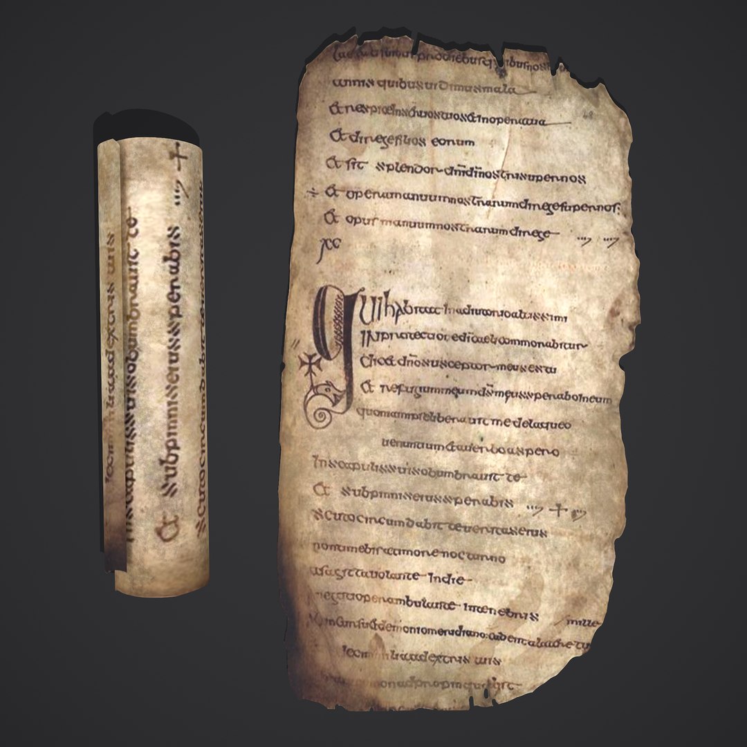 3D Scroll And Page Of The Psalter Of St Columbia Model - TurboSquid 1731675