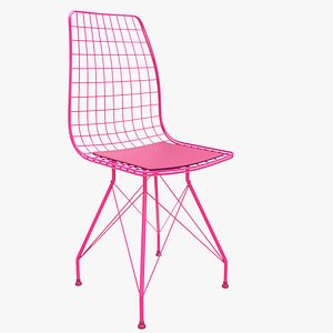 Realistic Pink Wire Chair 3D